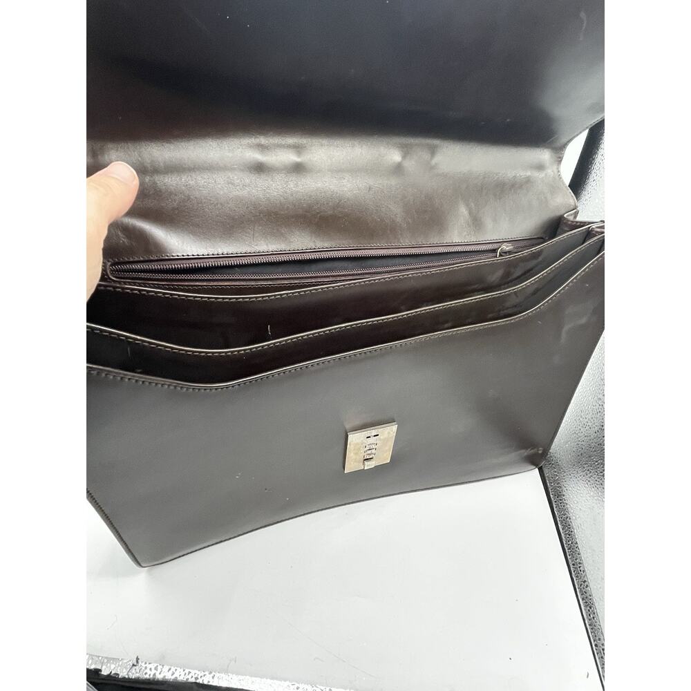 Vintage Gucci Dark Brown Leather Briefcase Combination Lock Made Italy AS IS - Picture 7 of 15